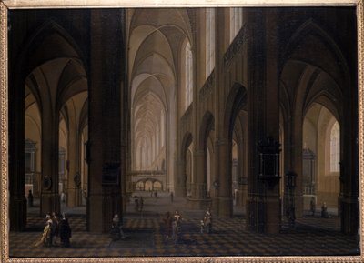 Interior de una iglesia gótica de Pierre Joseph Lafontaine